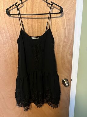 Abercrombie & Fitch Black Lace-Trim Camisole Dress